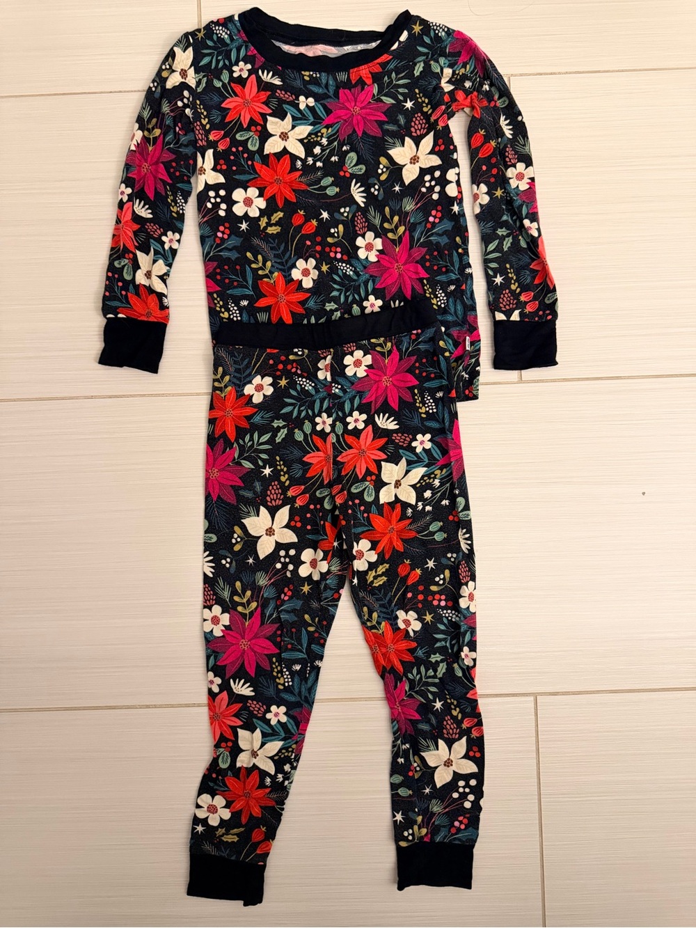 Little Sleepies holiday Floral Long Sleeve Pajama Set size 3T